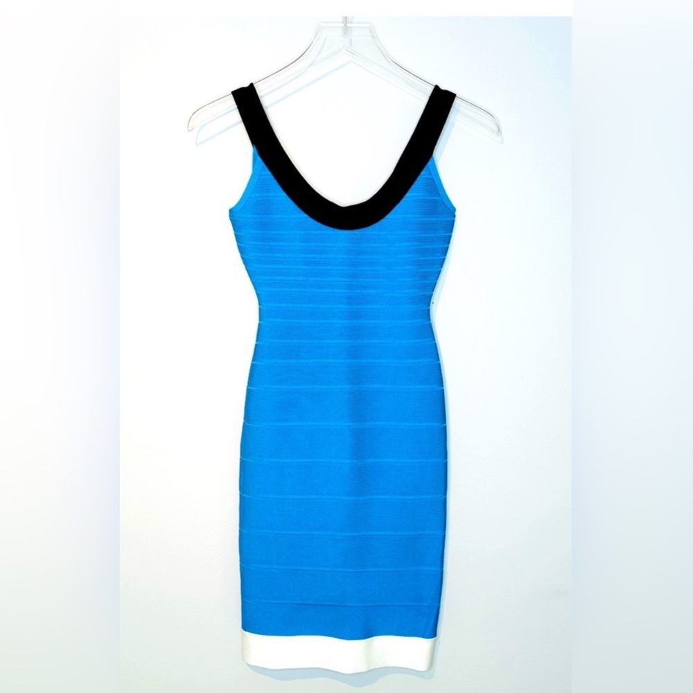 Herve Leger Tasha Atlantis Blue Bandage Mini Dress Size XS